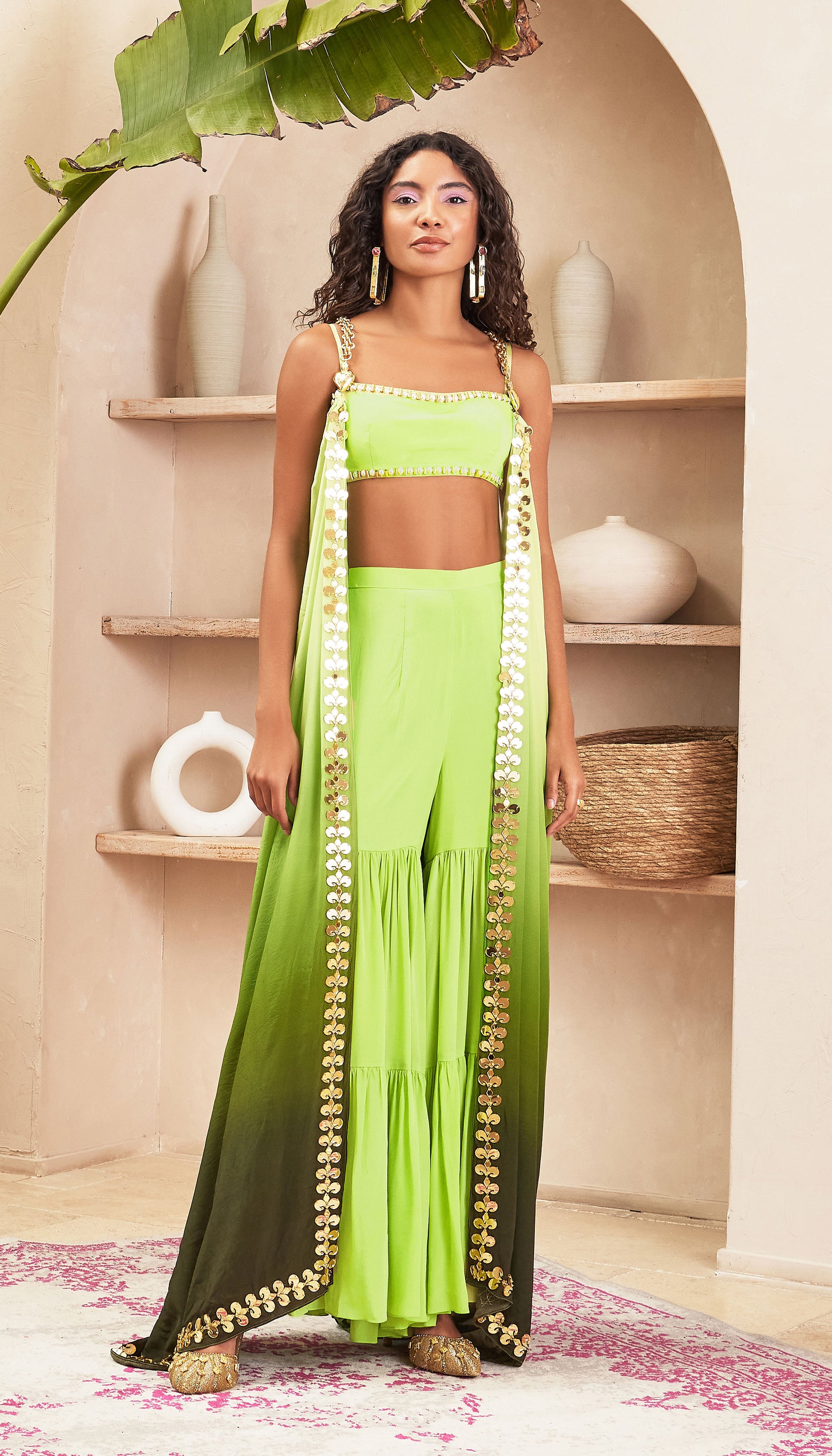 Leyan - Green Ombre Jacket with Bustier and Pants – Papa Don't Preach