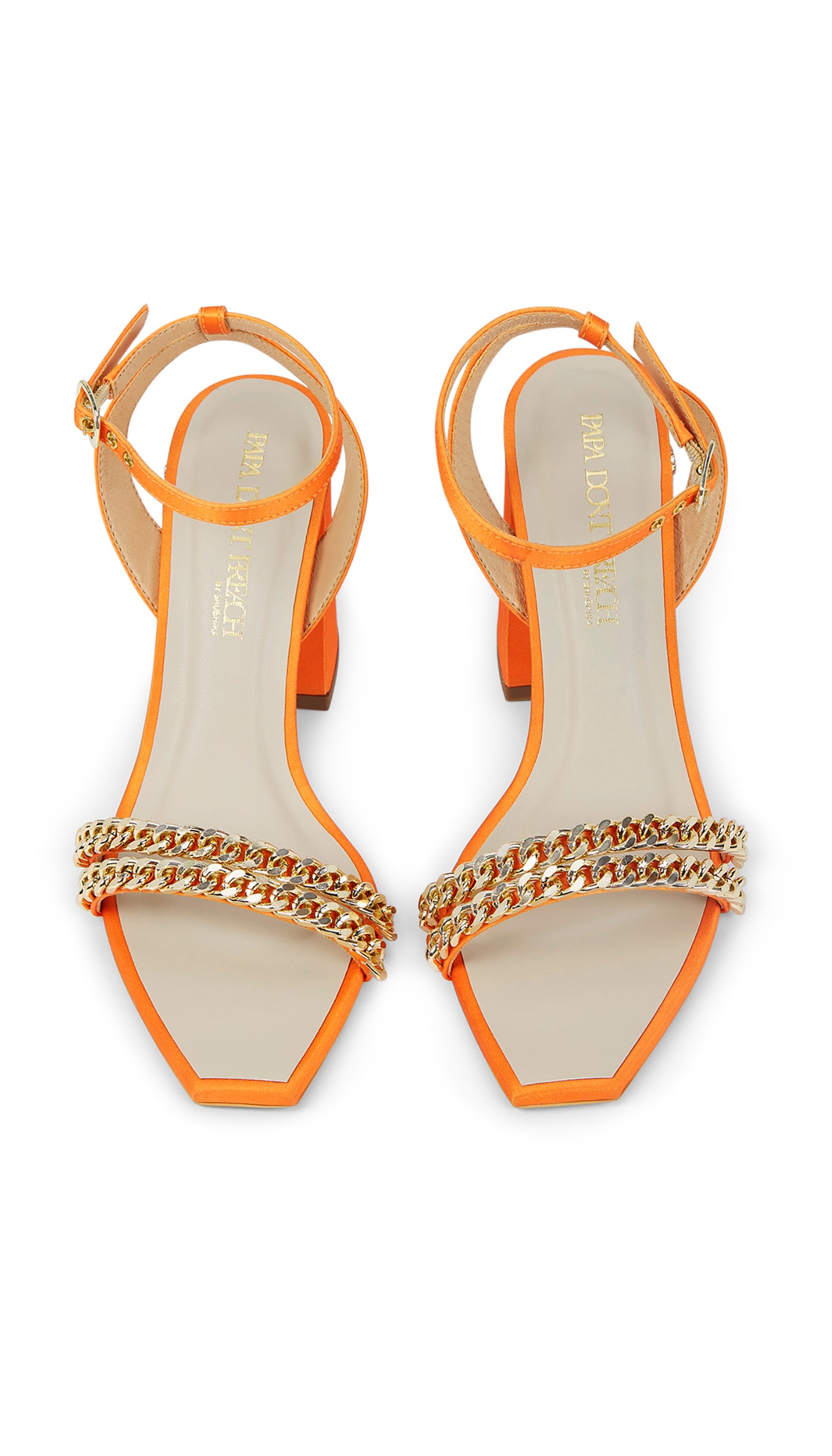 FLAMING KATY - ORANGE EMBROIDERED MINI BLOCK HEELS