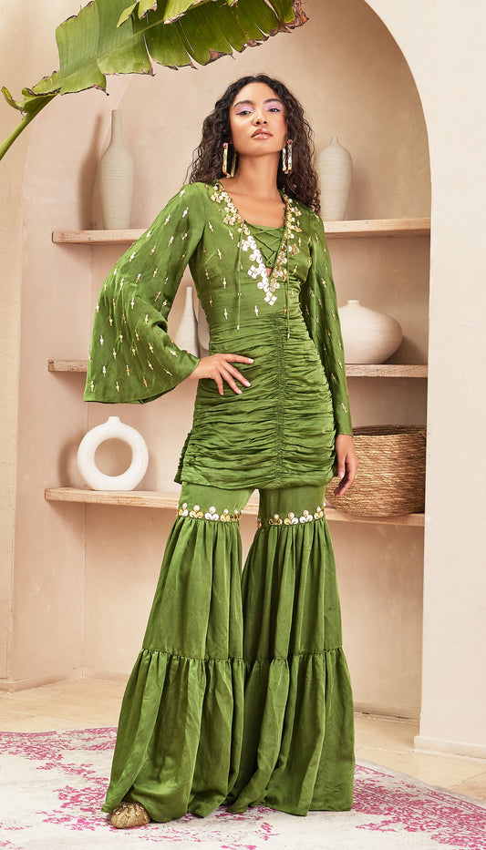 Esther -  Green Tunic & Pant Set