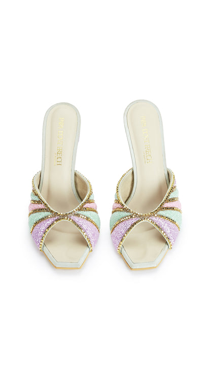 PepperMint Mules - Pastel Coloured Square toe Stilettos