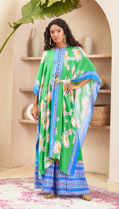 Aster Green Kaftan Top Set