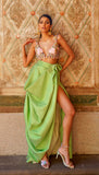 enchanted forest- Plain green draped skirt set