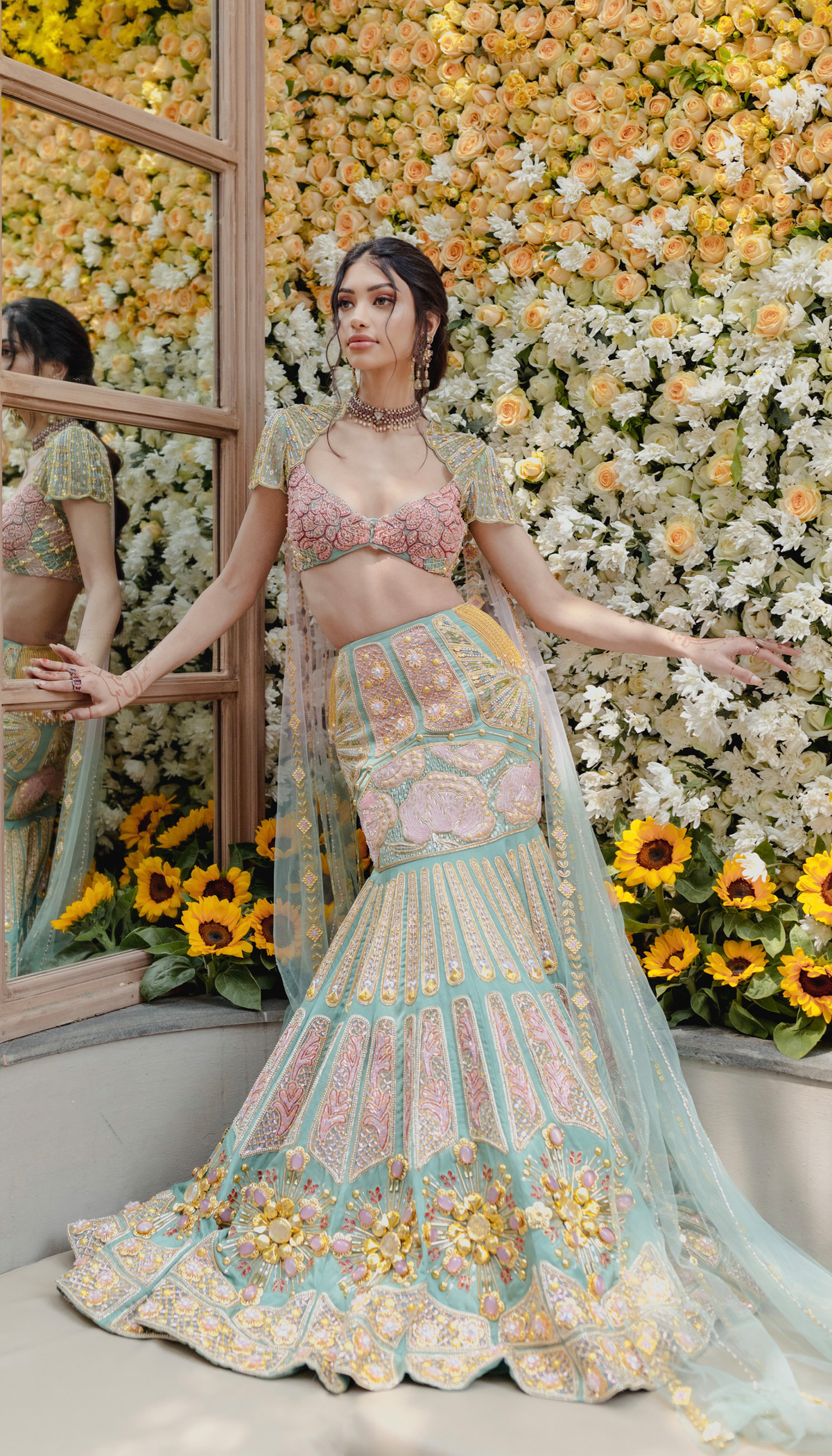 Alanna Pandey Teal Fishcut lehenga Set
