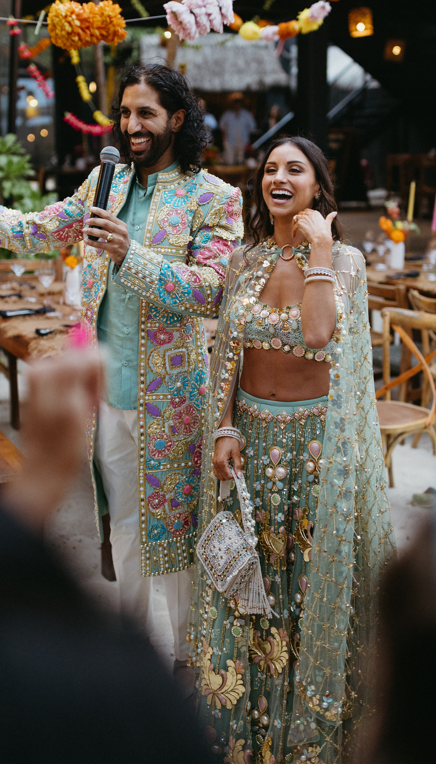Alexandra in Celeste - Teal Lotus Lehenga Set