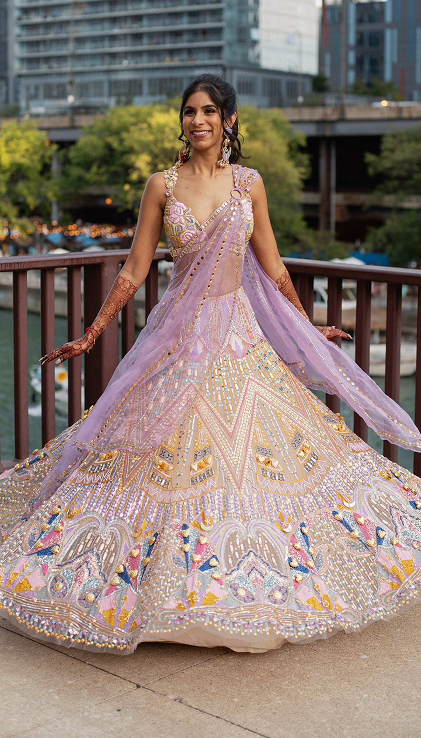 Ankita - Ivory and Lilac Lehenga Set