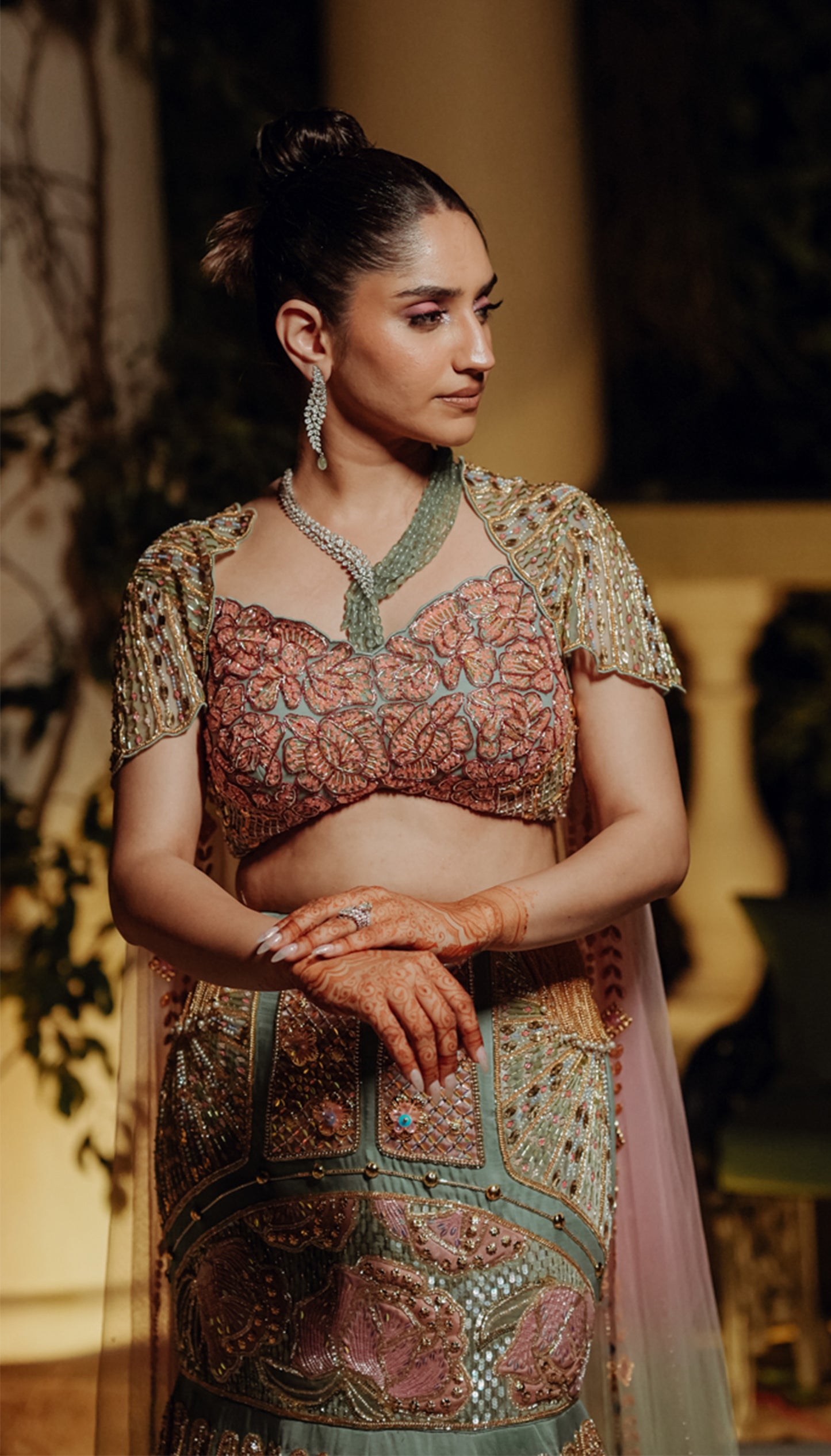 Anukrit in Teal Fishcut lehenga Set