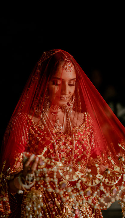 Anukrit In Fiery Red Mermaid Cut Lehenga Set
