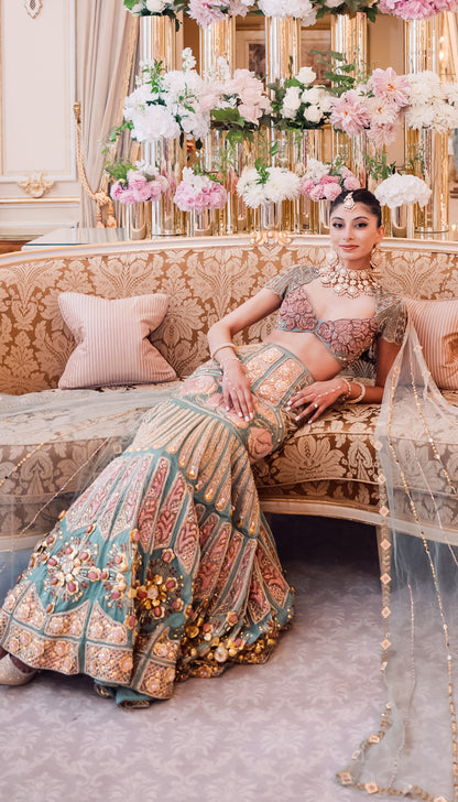 Arushi in Teal Fishcut Lehenga Set