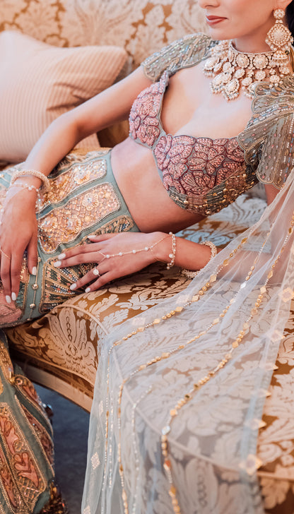 Arushi in Teal Fishcut Lehenga Set