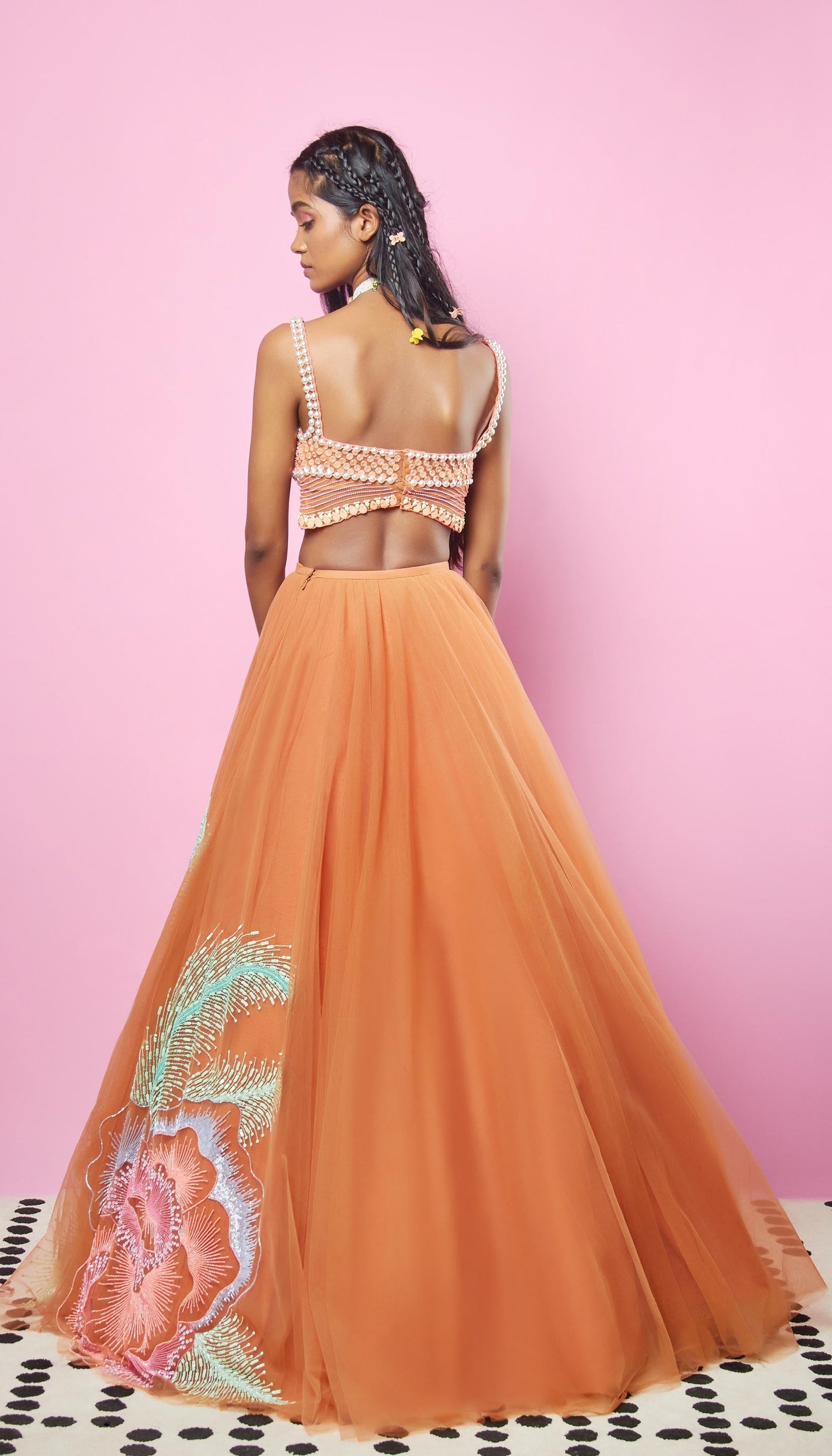 Amita in BRADSHAW - BRICK BROWN EMBELLEISHED LEHENGA SET