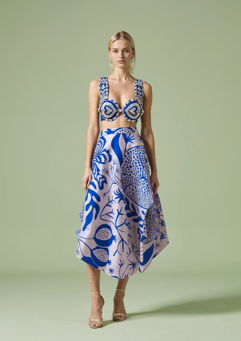 Hot in Capri - Electric blue printed skirt