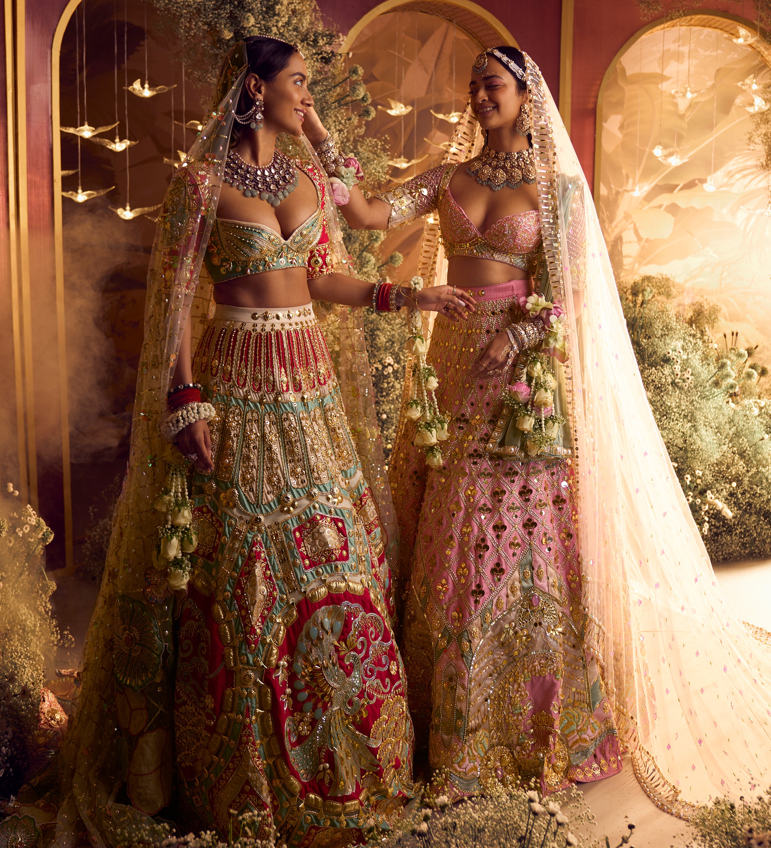 Golden Nude Indo-western Bridal Reception Gown – Mongas