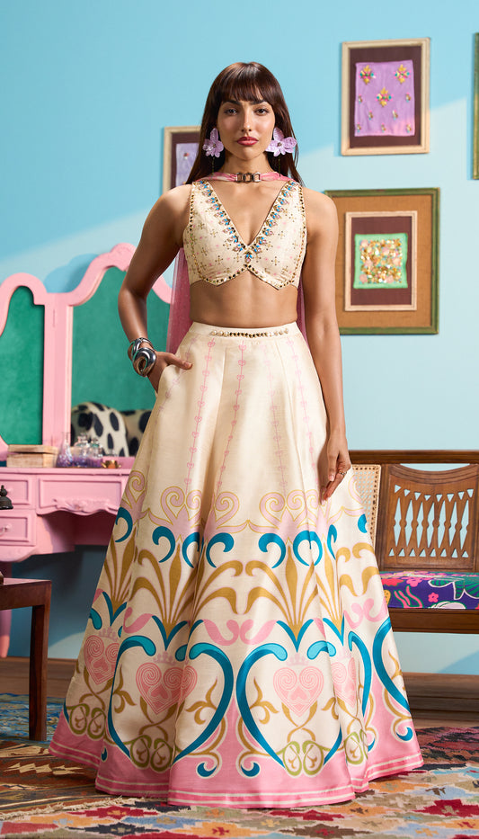 Dipped In Moonlight - Lehenga, Dupatta And Blouse