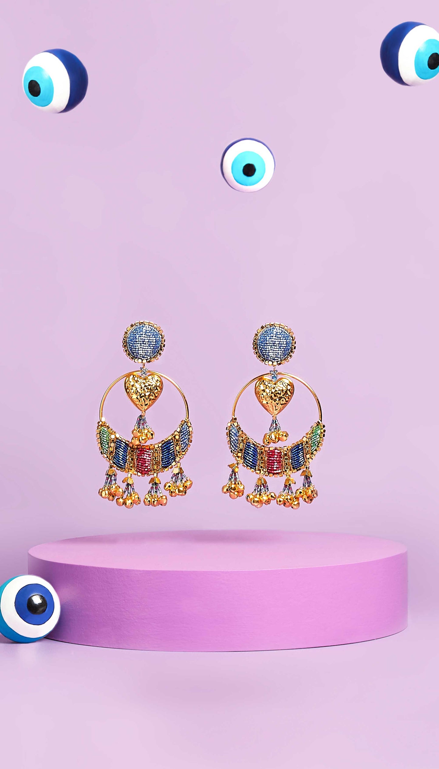 STARRY AFFAIR -  EMBROIDERED CHANDBALI EARRINGS