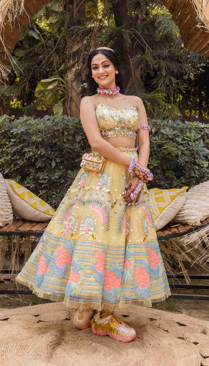 Kamna in Lime Embellished Lehenga Set