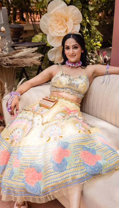 Kamna in Lime Embellished Lehenga Set