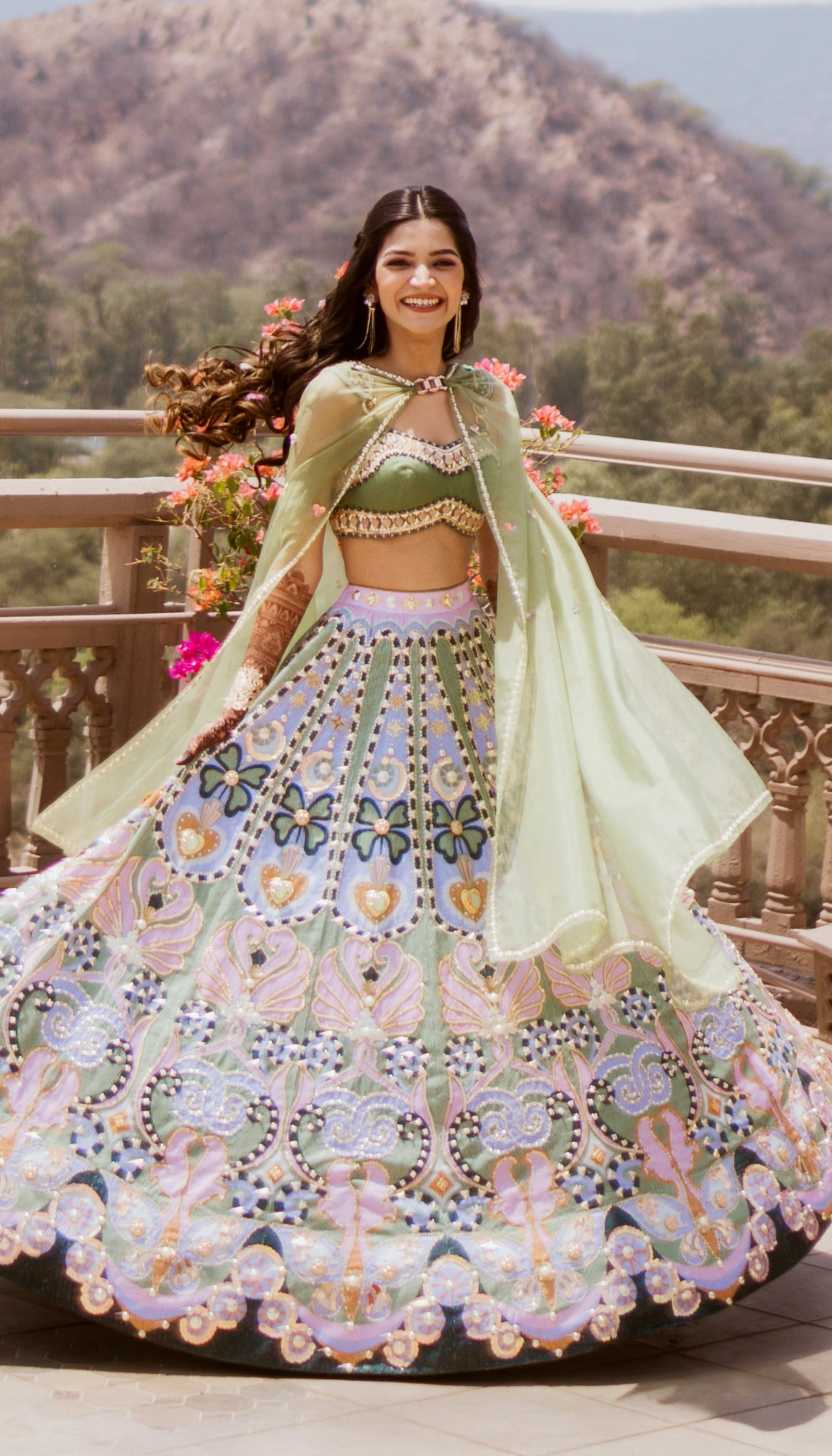 Khushbho in Celtic Hearts Lehenga Set