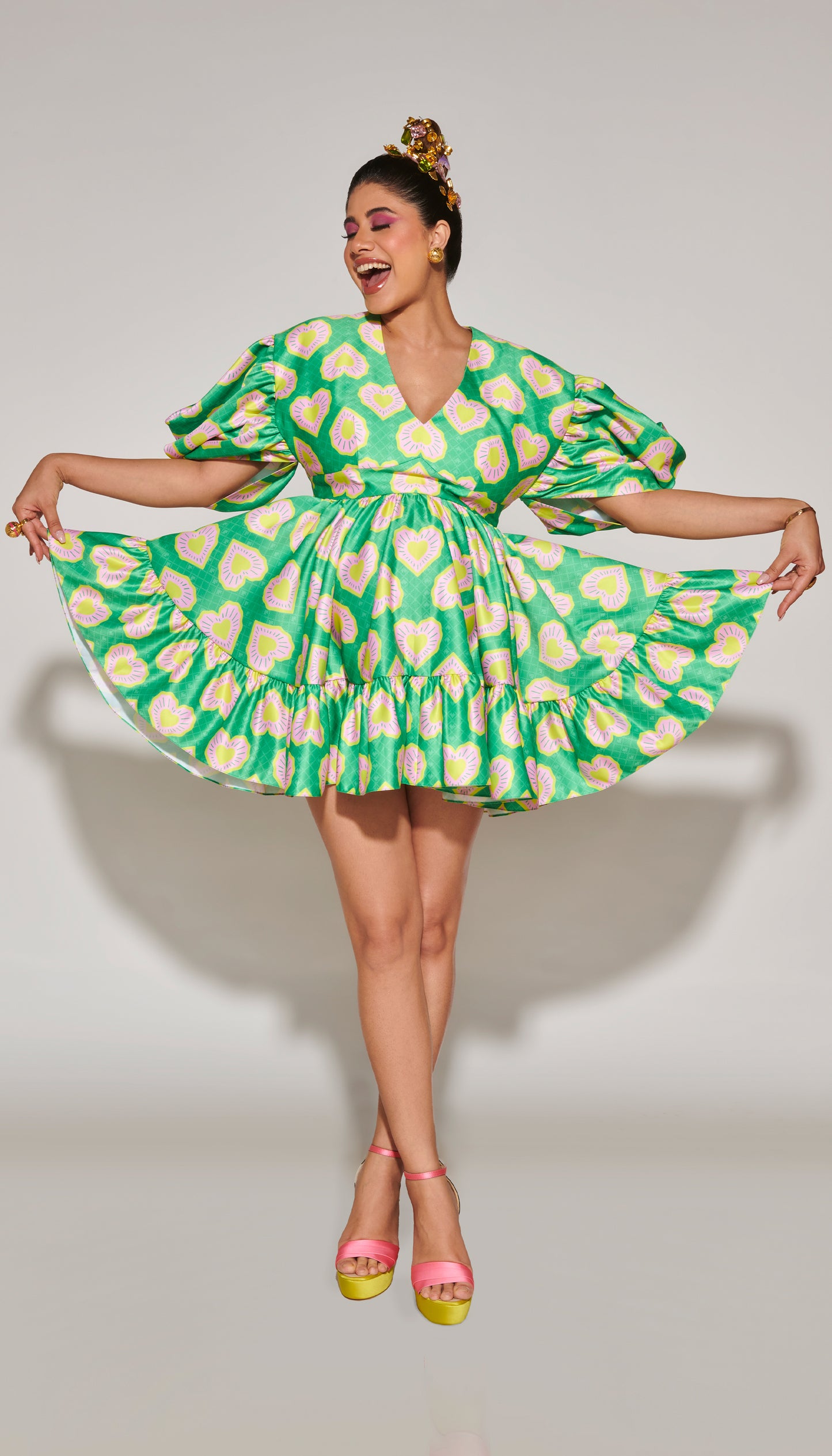 Malvika Sitlani in Green Dress Blinding Hearts