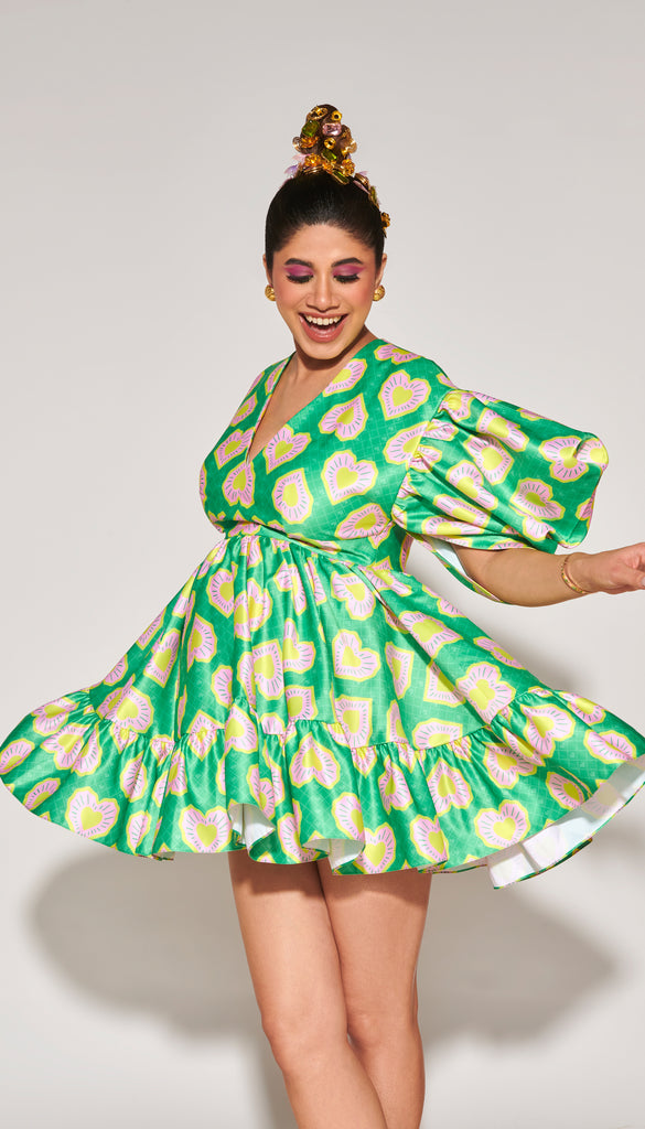 Malvika Sitlani in Green Dress in Pixie Heart + Blinding Hearts