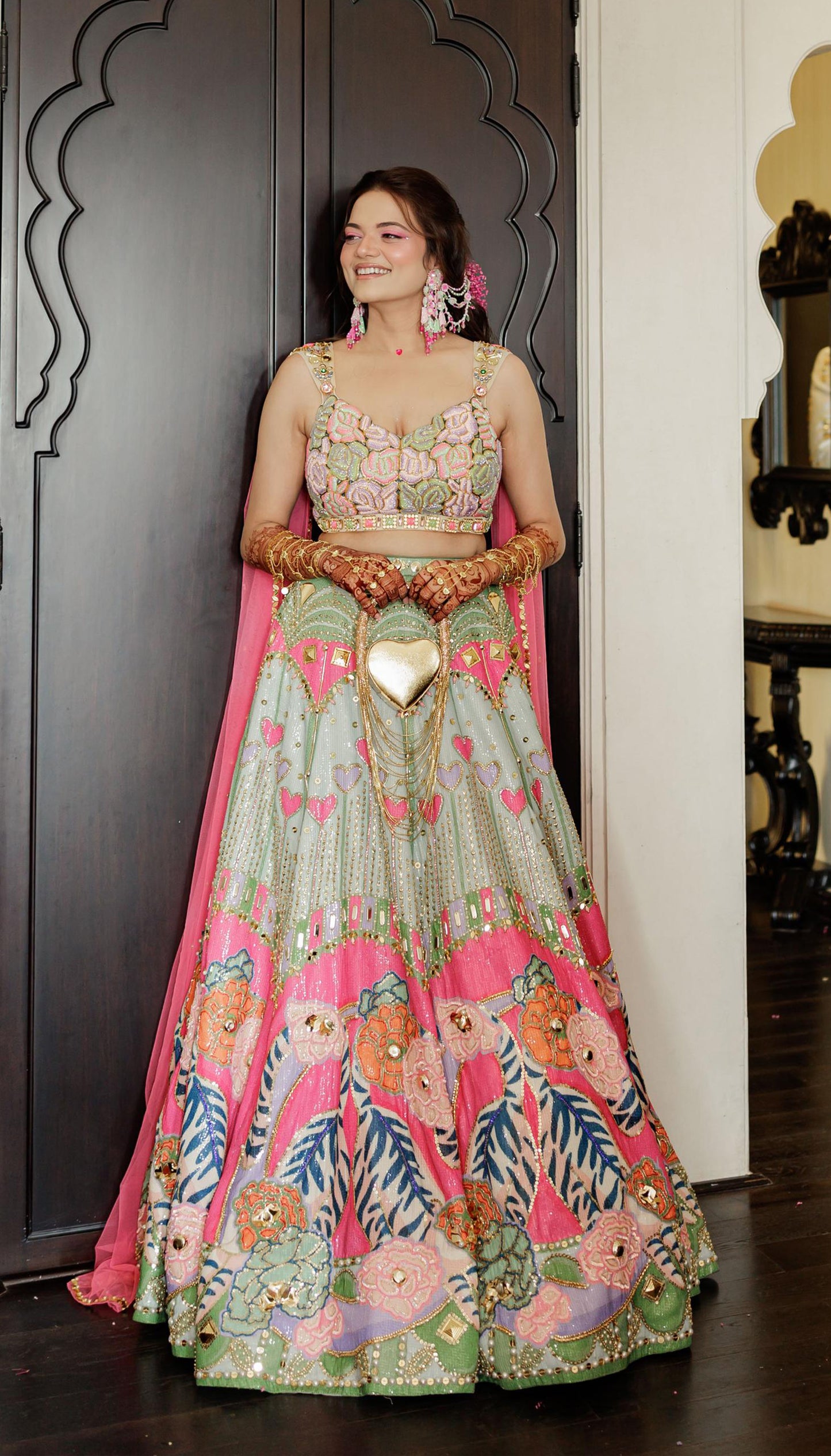 Muskan in Frosted Willow Lehenga Set