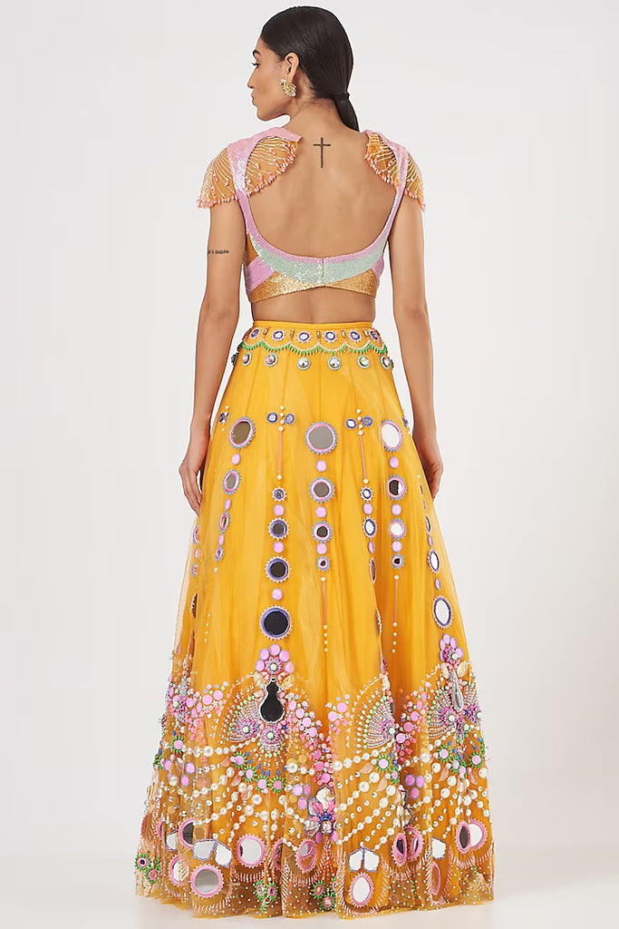 Yellow Embroidered Lehenga Set