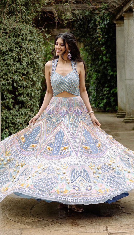 PRIYESH IN LILY - ICE BLUE BRIDAL GOWN