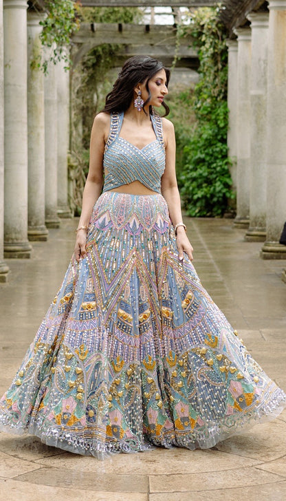 PRIYESH IN LILY - ICE BLUE BRIDAL GOWN