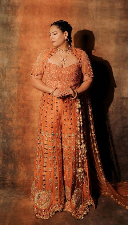Ceo of art - Sakshi Sindhwan - Orange Sharara set