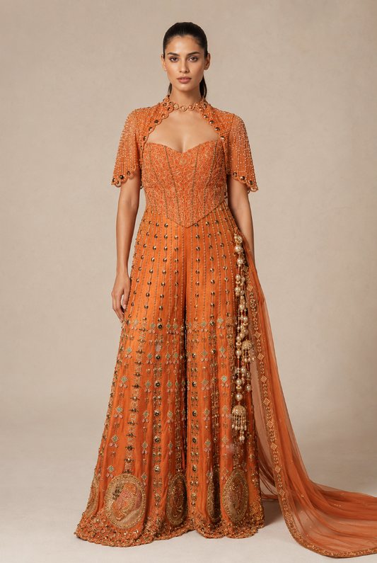 CEO of Art - Sakshi Sindhwan - Orange Sharara set
