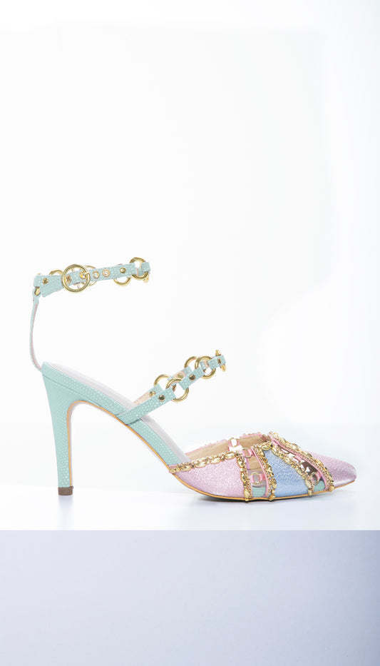 Sugar Ringlet Stilettos - multicolour pink pointed stiletto