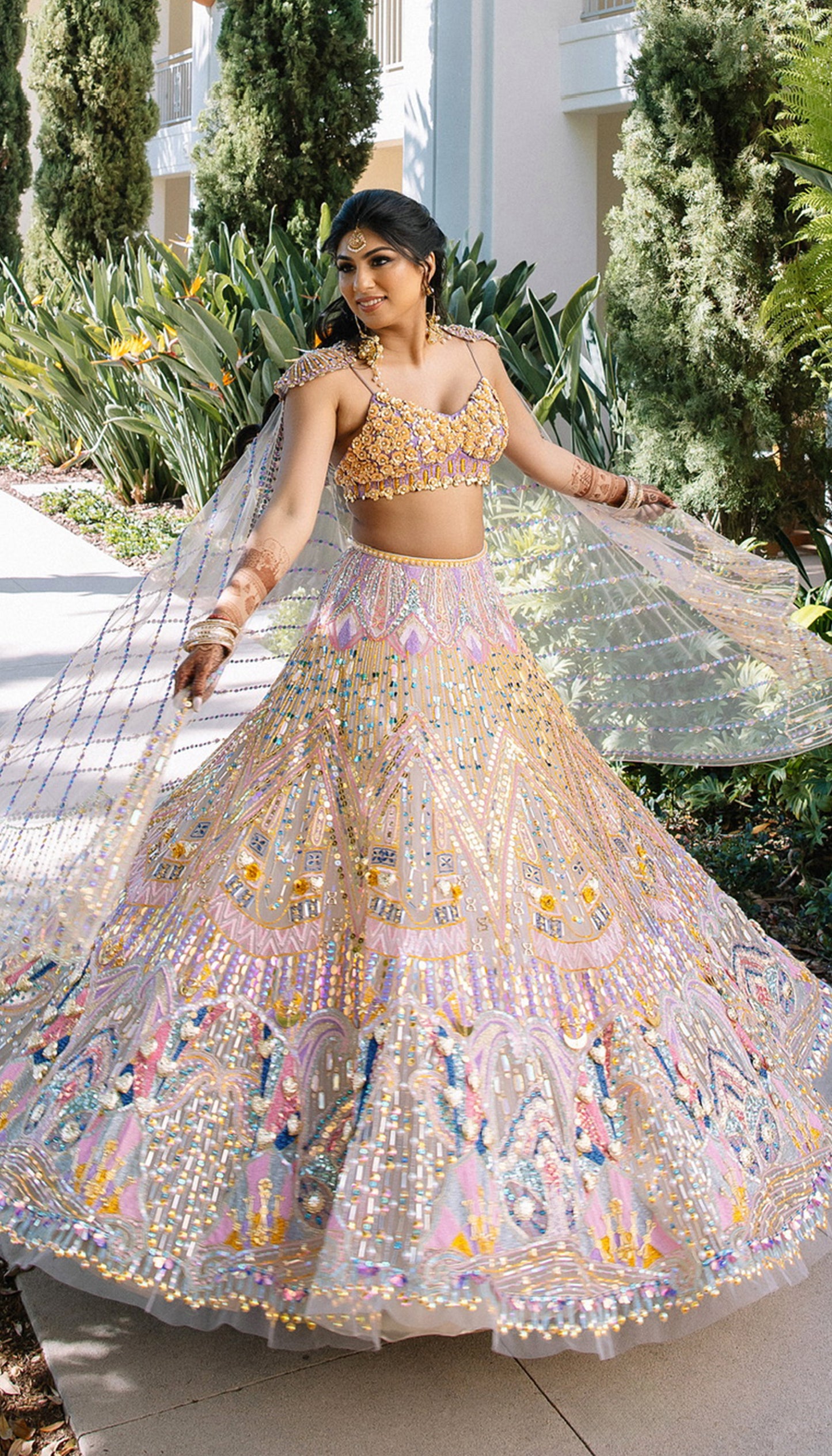 SONAM IN OPHELIA - IVORY & LILAC LEHENGA SET