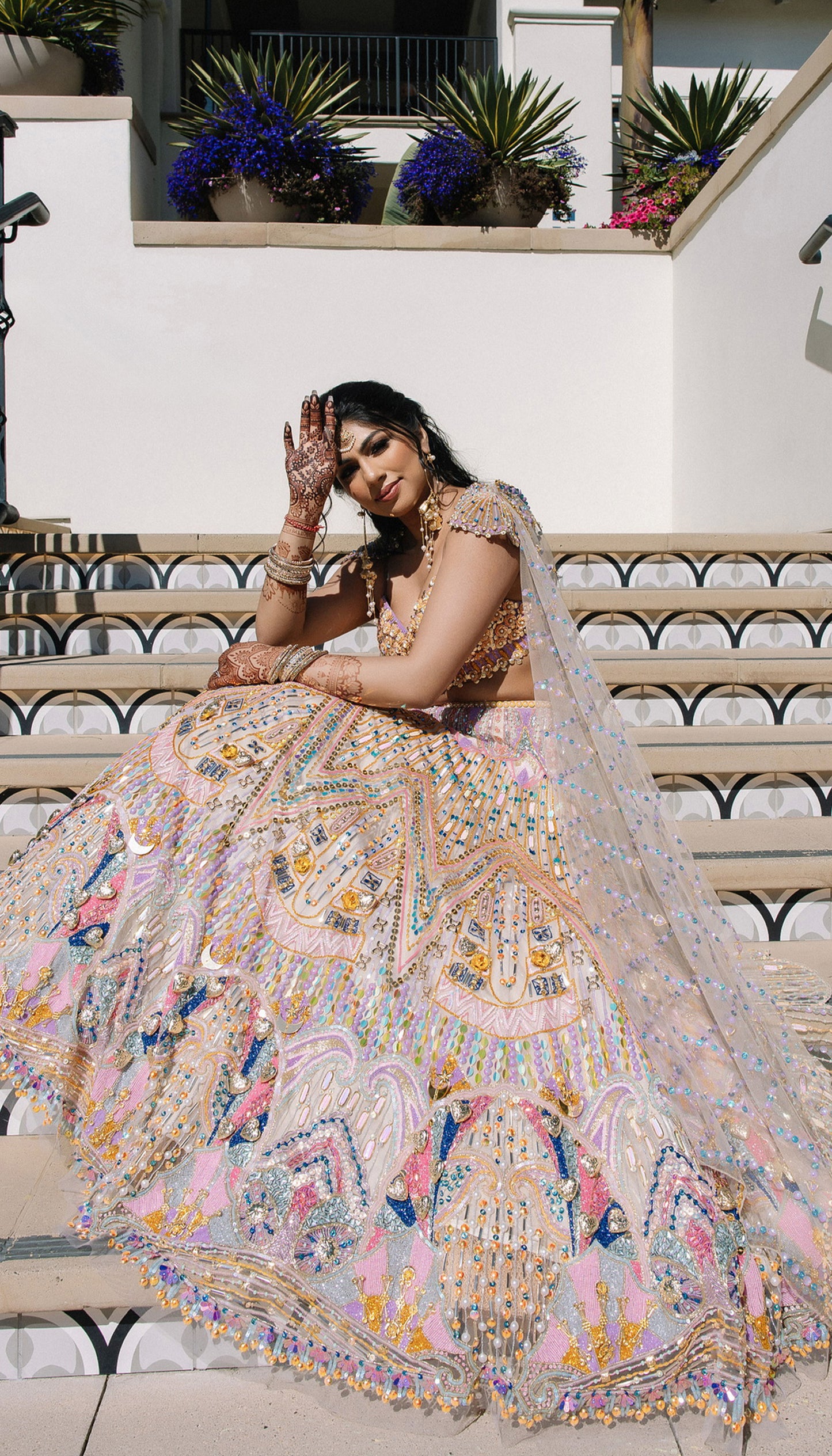 SONAM IN OPHELIA - IVORY & LILAC LEHENGA SET