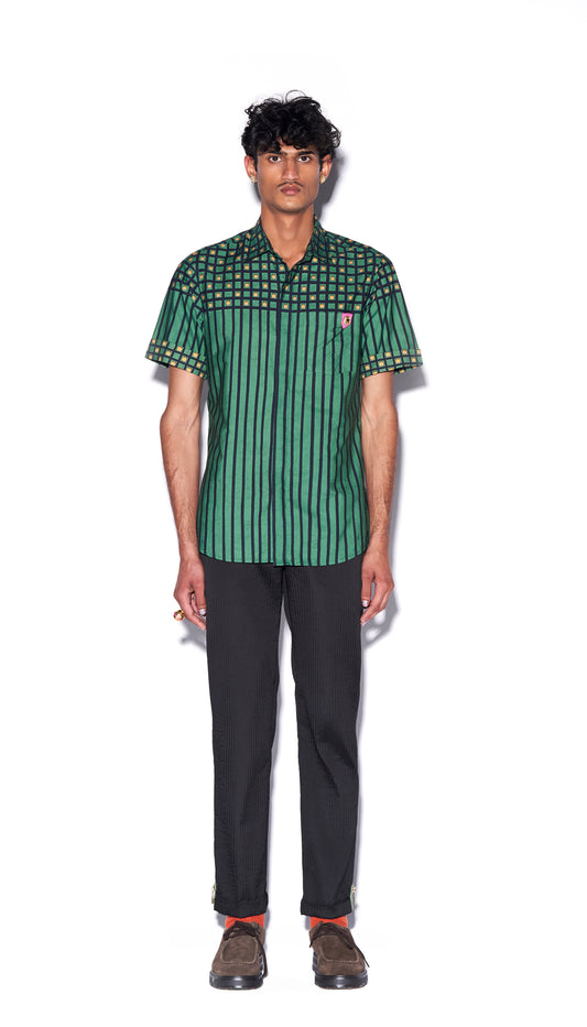 Summer stud - Shirt in Green Checks Print