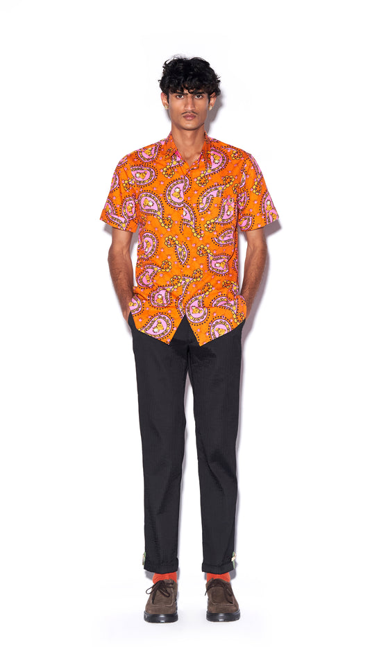 Sun's out - Shirt in Orange  Paisley Print