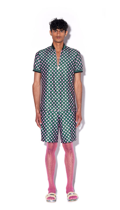 Vacay all day - Pink Check’grrred Tshirt and Shorts set