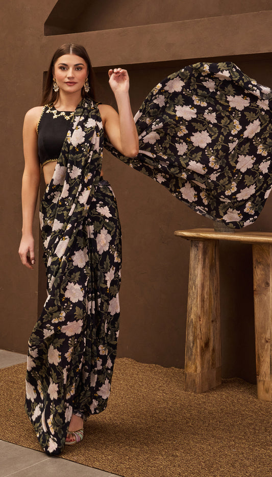 Cloudburst Pre-Stitched Saree Set