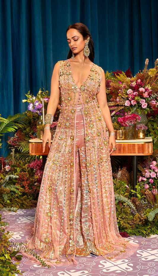 Blair - ROSE PINK AND GOLD SHARARA SET