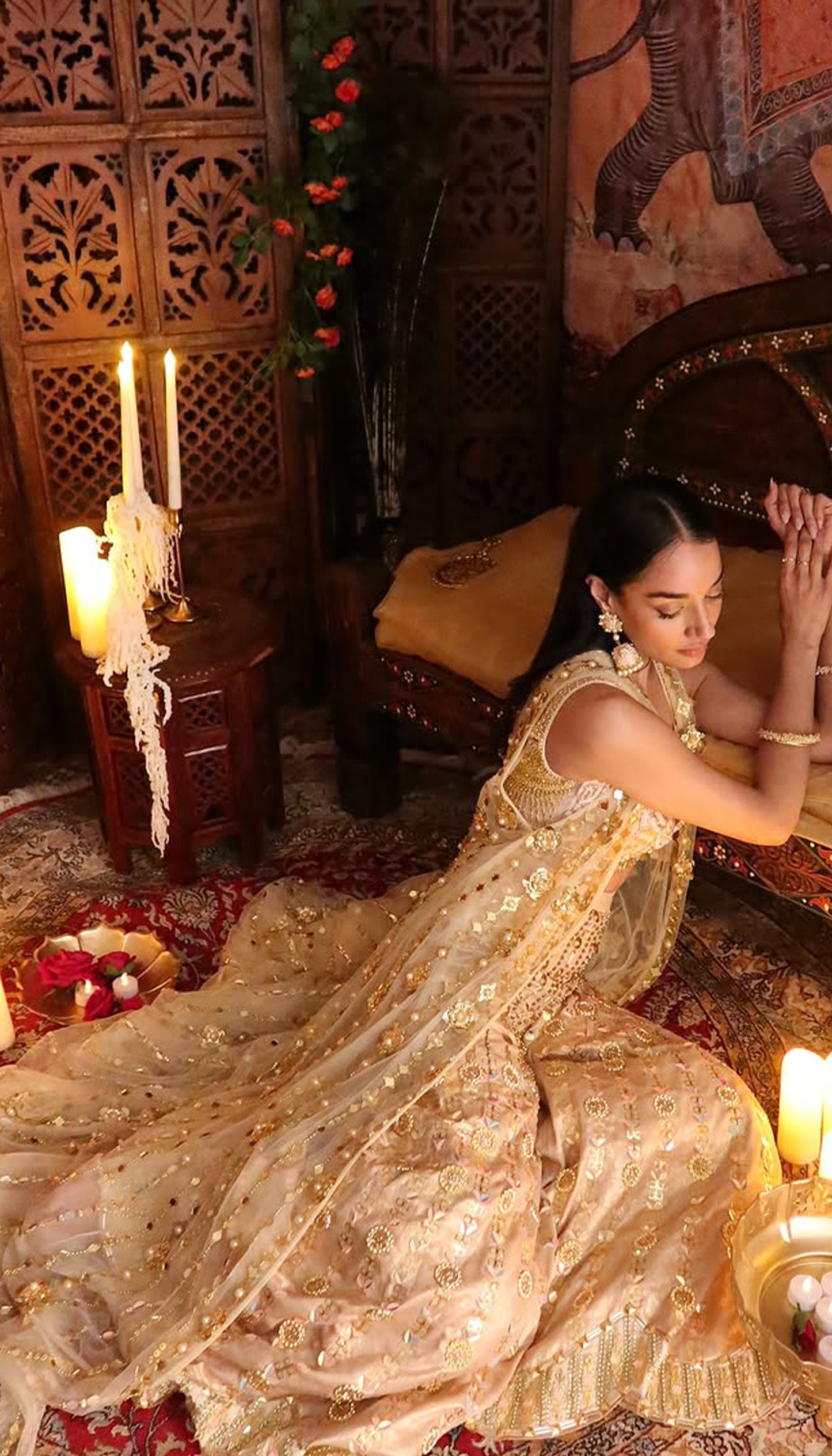 Blair- Ivory and Gold Sharara Set