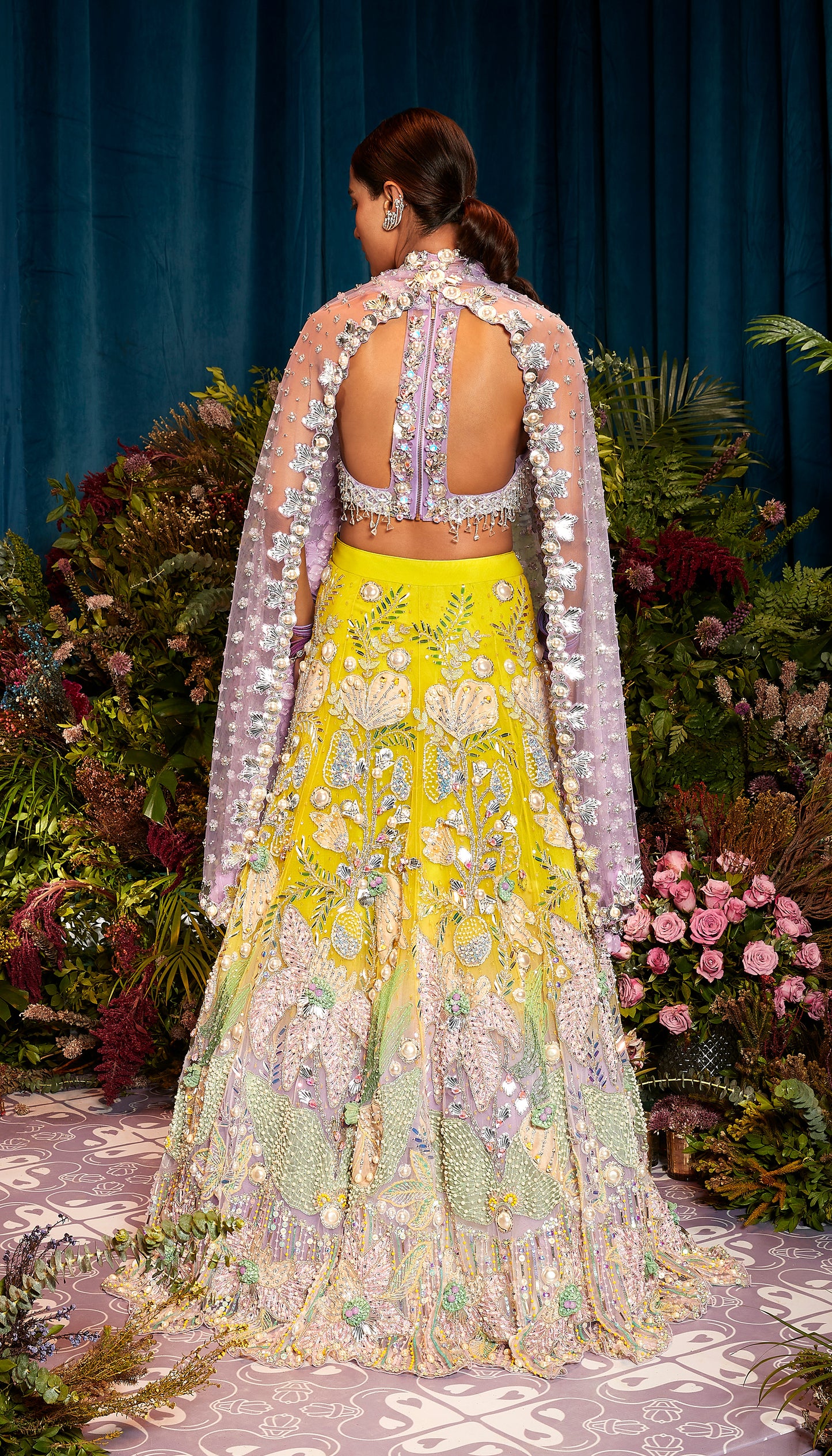 SILVAT IN SAGE - LIME TO LILAC OMBRE LEHENGA SET