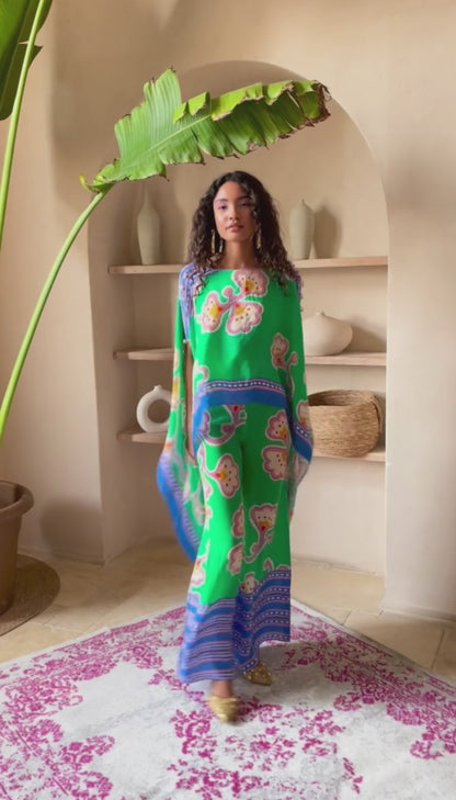 Aster Green Kaftan Top Set