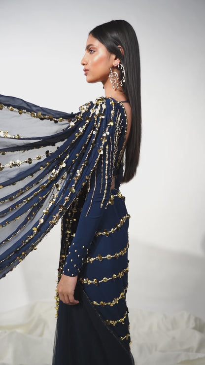 Midnight Marina saree set
