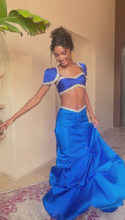 Fulmine - Blue Balloon Skirt with Bustier & Shoulder Caps