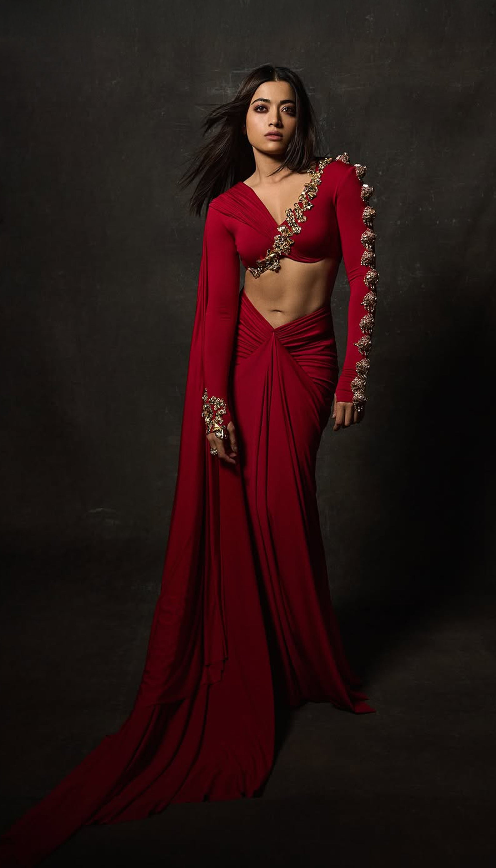 Rashmika Mandanna in crimson ember – Papa Don't Preach