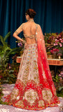 ROSETTA - PEACH AND RED LEHENGA SET