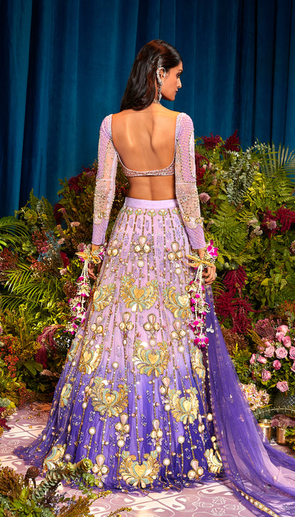 Jenny - LIGHT TO DARK LILAC  OMBRE LEHENGA SET