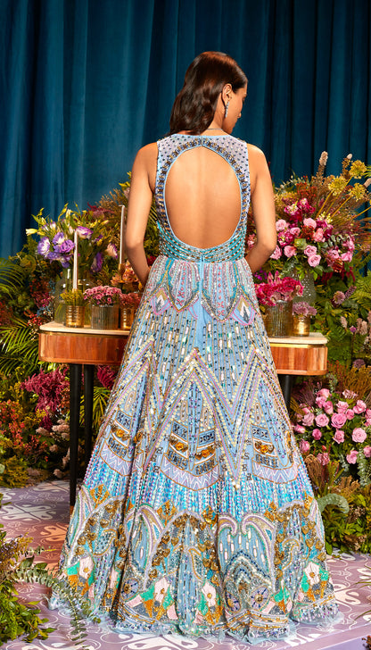 PRIYESH IN LILY - ICE BLUE BRIDAL GOWN
