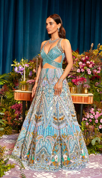 PRIYESH IN LILY - ICE BLUE BRIDAL GOWN