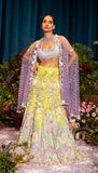 IRIS - LIME TO LILAC OMBRE LEHENGA SET