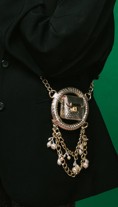 Gold Mini Spidey Chain-link Crossbody