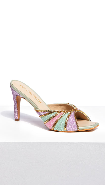 PepperMint Mules - Pastel Coloured Square toe Stilettos